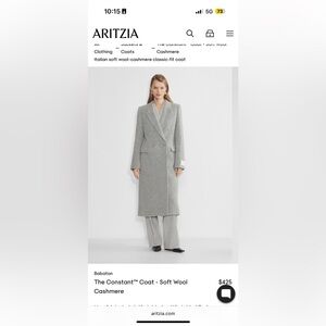 Aritzia Constant Coat - Soft Wool Cashmere Size S NWT